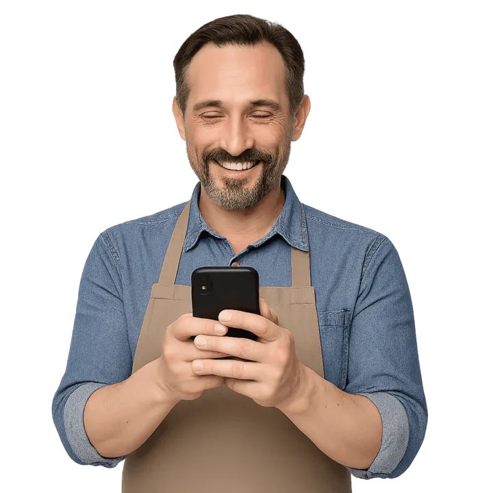 Telefonundan gelen müşteri taleplerini takip eden esnaf